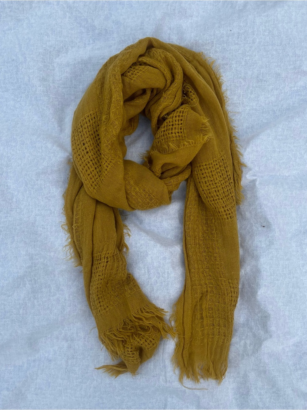Mustard Yellow Soft Lightweight Fringe Blanket Scarf